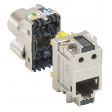 Bloc 6 connecteurs RJ45 - cat.6A - STP - métal - pr panneau brassage 19'' - LCS²
