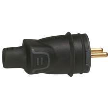 Fiche  2P+T - 16 A - caoutchouc - sortie droite - IP 44 - IK 08 - câble Ø2,5 mm²