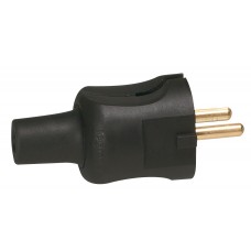Fiche 2P - 16 A - caoutchouc - câble 2x1,5 mm² - noir