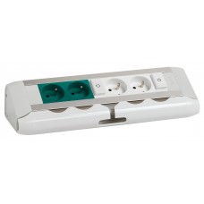 Bloc bureau - 4x2P+T (vertes, blanches) + 2 interrupteur lumineux - à câbler