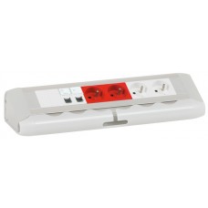 Bloc bureau - 4x2P+T (2 détromp) + 2xRJ 45 Cat.6 FTP - 2 obtur 1 module - à câbler
