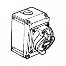 Socle prise saillie Hypra - IP44 - 63 A - 200/250 V~ - 2P+T - plast