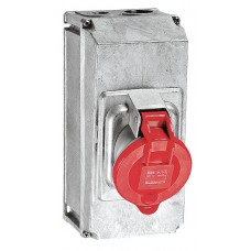 Socle prise saillie Hypra - IP44 - 63 A - 380/415 V~ - 3P+T - métal