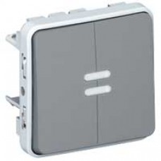 Va-et-vient lumineux + poussoir lumineux Prog Plexo composable gris - 10 AX