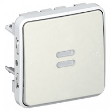 Poussoir NO lumineux Prog Plexo composable blanc - 10 A