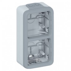 Boîtier à embouts Prog Plexo composable gris - 2 postes verticaux