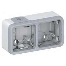 Boîtier à embouts Prog Plexo composable gris - 2 postes horizontaux