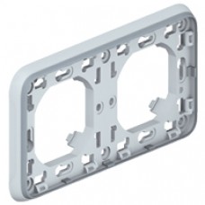 Support plaque - pour encastré Prog Plexo composable gris - 2 postes horiz