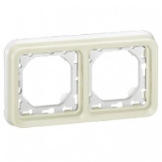 Support plaque - pour encastré Prog Plexo composable blanc - 2 postes horiz