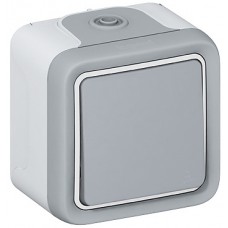 Poussoir NO Prog Plexo complet saillie gris - 10 A