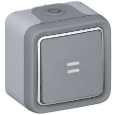 Poussoir témoin Prog Plexo complet saillie gris - 10 A