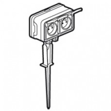 Piquet de jardin Prog Plexo complet saillie gris - 2x2P+T précâblées