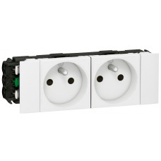Prise pour goulotte clippage direct Mosaic - 2x2P+T - 4 modules - blanc