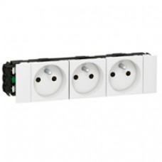 Prise pour goulotte clippage direct Mosaic - 3x2P+T - 6 modules - blanc