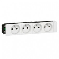 Prise pour goulotte clippage direct Mosaic - 4x2P+T - 8 modules - blanc