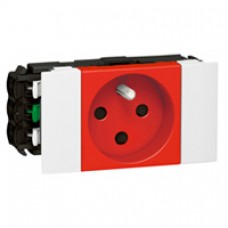 Prise pour goulotte clippage direct Mosaic - 2P+T détromp - 2 modules - rouge