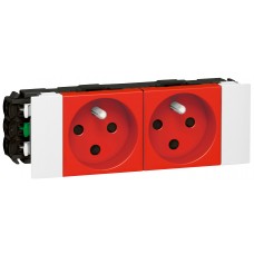 Prise pour goulotte clippage direct Mosaic - 2x2P+T détromp - 4 modules - rouge