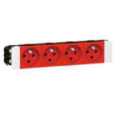 Prise pour goulotte clippage direct Mosaic - 4x2P+T détromp - 8 modules - rouge
