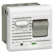 Disjoncteur Mosaic - différentiel 1P+N - 230V - 10 A - 30 mA - 2 modules -blanc