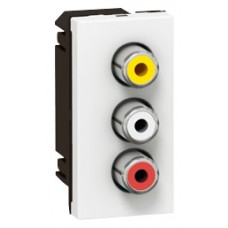 Prise audio vidéo Mosaic - 3 RCA femelle audio vidéo - 1 module - blanc