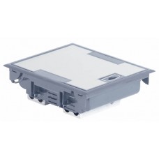 Boîte de sol haut. 75-105 - à équiper - 12 modules - couv inox gris RAL 7031