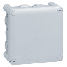 Boîte carrée 130x130x74 étanche Plexo gris - embout (10) - IP55/IK07 - 650°C