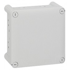 Boîte carrée 130x130x74 étanche Plexo gris- entrée défonç (20) -IP55/IK07-750°C