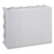 Boîte rectangulaire 310x240x124 étanche Plexo gris - embout (24) -IP55/IK07- 750°C