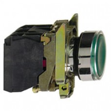 Bouton-poussoir lumineux vert Ø 22-à impulsion affleurant-240 V-1O+1F