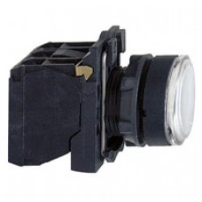 Bouton-poussoir lumineux blanc Ø 22-à impulsion affleurant-250 V-1O+1F