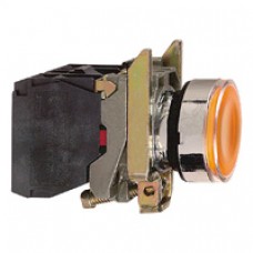 Bouton-poussoir lumineux jaune Ø 22-à impulsion affleurant-250 V-1O+1F