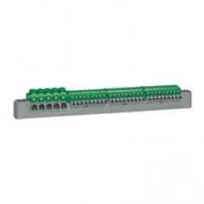 Bornier de répartition IP 2X - terre - 5 connexions 6 à 25 mm² - VERT - L 227 mm