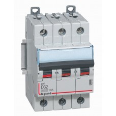 Disjoncteur DX³ 6000-vis/vis-3P-400V~-32A-10kA-courbe D-départ tri-peigne HX³ trad 3P Legrand