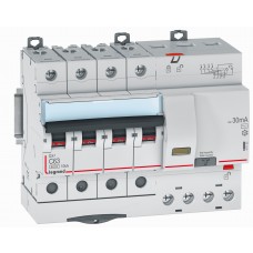 Disjoncteur différentiel mono DX³ 6000 -vis- 4P- 400V~ -63A-typeAC-30mA-10kA-courbe C-départ Legrand