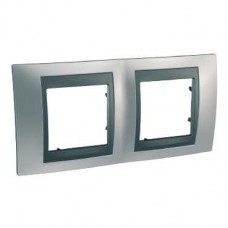 Plaque 4M double horizontal Chrome satiné Graphite