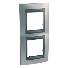 Plaque 4M double vertical Chrome satiné Graphite