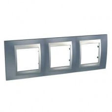 Plaque 6M triple horizontal Gris métal Aluminium
