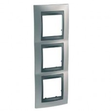 Plaque 6M triple horizontal Chrome satiné Graphite