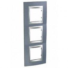 Plaque 6M triple vertical Gris métal Aluminium