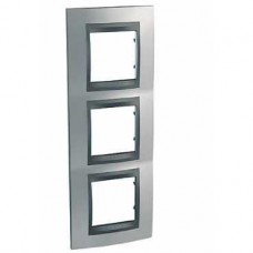 Plaque 6M triple vertical Chrome satiné Graphite