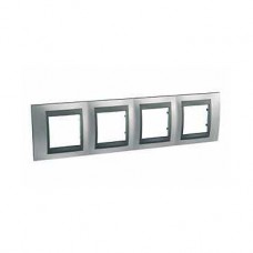 Plaque 8M quadruple horizontal Chrome satiné Graphite