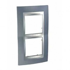 Plaque 4M double vertical gris métallisé/Aluminium