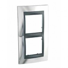 Plaque 4M double vertical chrome satiné/Graphite