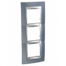 Plaque 6M triple vertical gris métallisé/Aluminium
