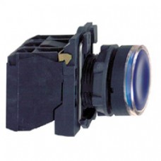 Bouton-poussoir lumineux bleu Ø 22-à impulsion affleurant-240 V-1O+1F