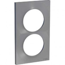 Plaque 2 postes verticaux entraxe 57 mm - Aluminium 