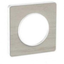 Plaque de finition Touch 1 poste Noyer avec liseré Blanc