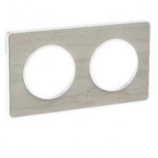 Plaque de finition Touch horizontal ou vertical 2 postes Noyer avec liseré Blanc