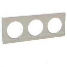 Plaque de finition Touch horizontal ou vertical 3 postes Noyer avec liseré Blanc