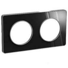 Plaque de finition Touch horizontal ou vertical 2 postes Aluminium brillant fumé avec liseré Alu